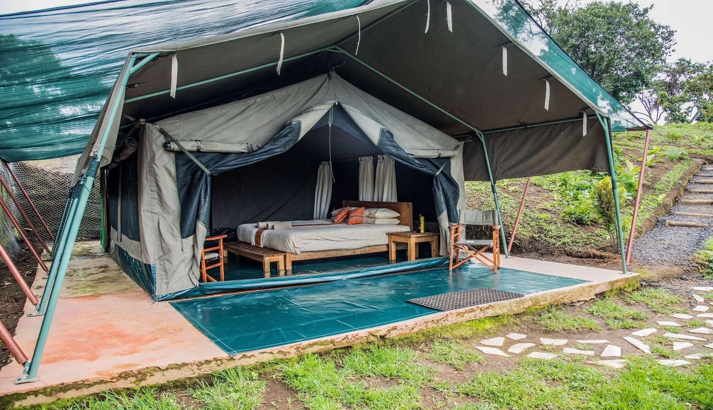 A guest tent at Kibumba Tented Camp